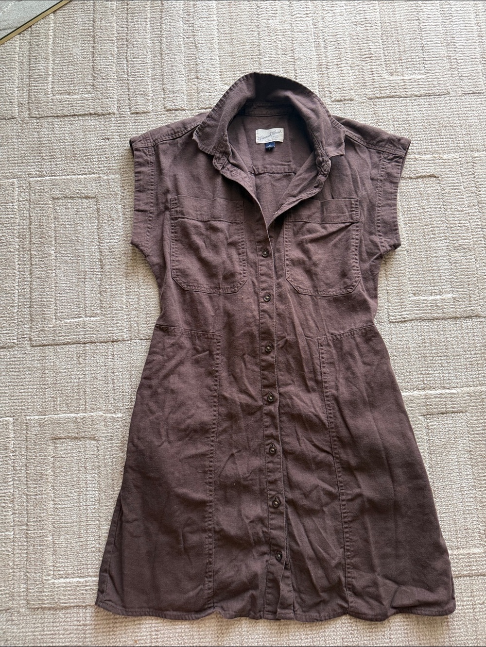 Universal Thread Brown Button-Front Midi Shirt Dress